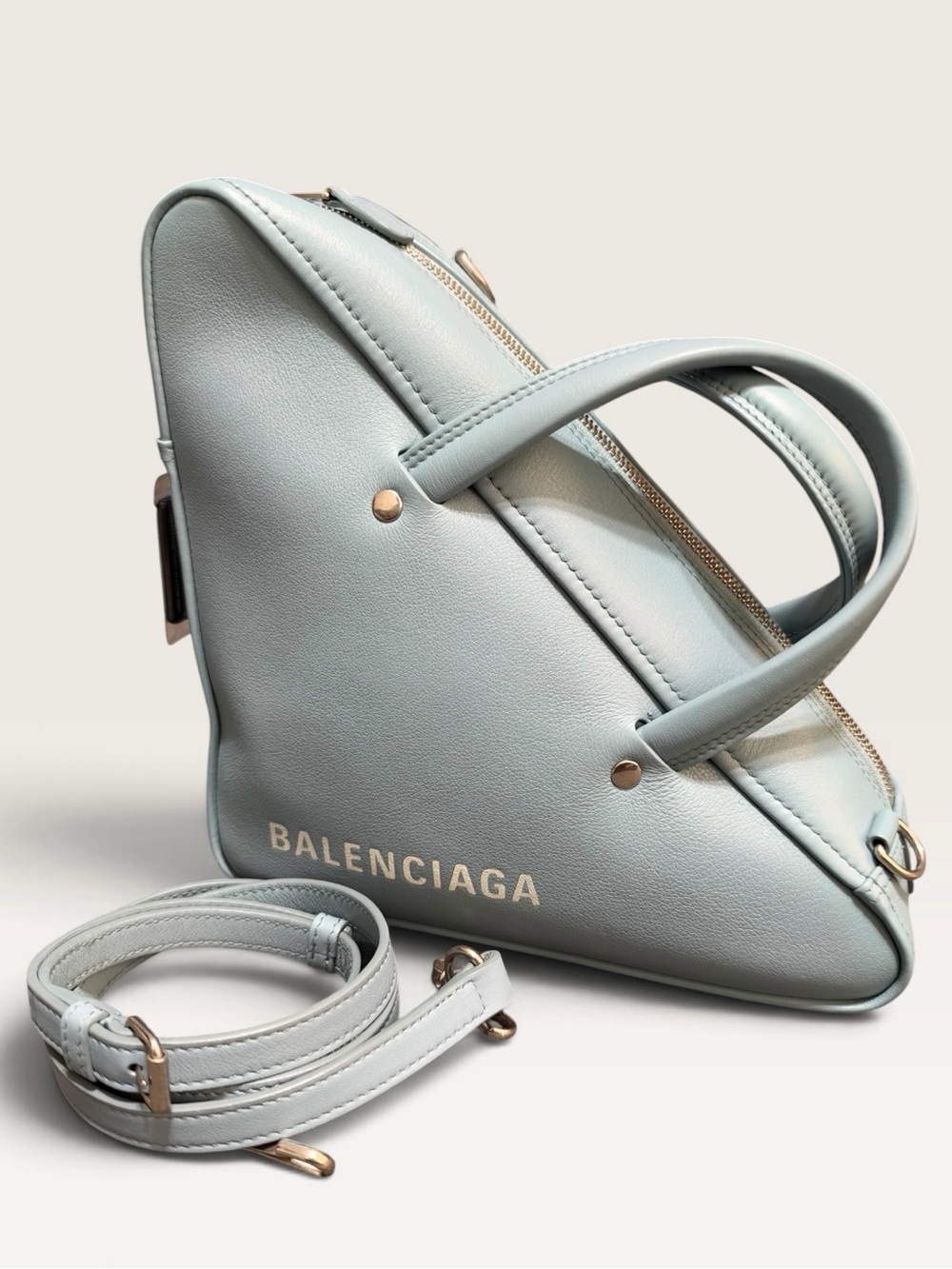 Balenciaga Powder Blue Triangle Satchel